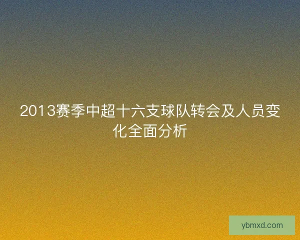 2013赛季中超十六支球队转会及人员变化全面分析